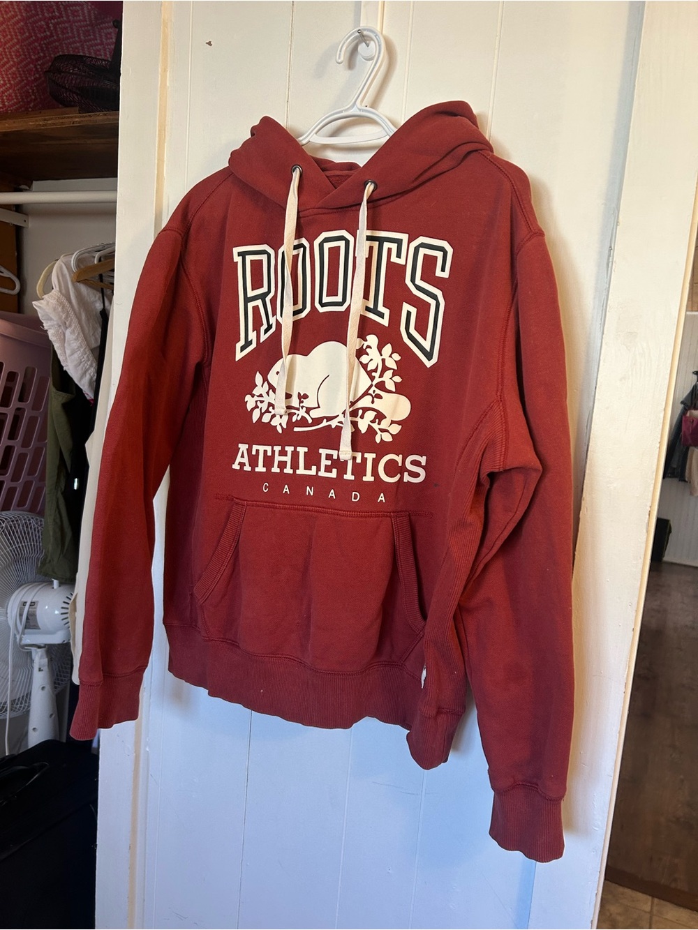 Roots Red Athletics Hoodie with White Logo